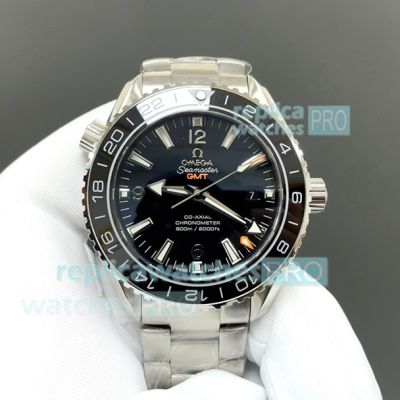 OVS Swiss 8605 Omega Seamaster Planet Ocean GMT Black Face Stainless Steel Replica Watch 